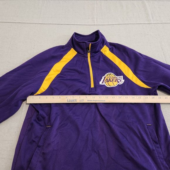 Los Angeles Lakers Sweater Youth Large Purple Yellow 1/4 Zip G-III By Carl Banks - Picture 8 of 13